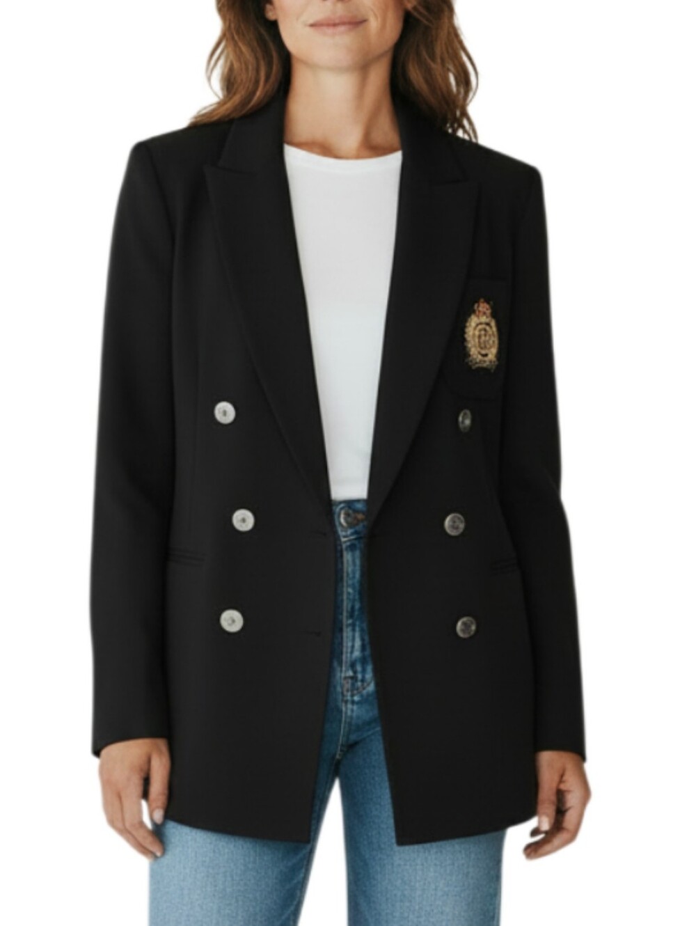 Vintage Nautica Black Blazer Size 14 Embroidered Crest Quiet Luxury Preppy - Picture 7 of 7